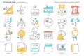 Office tools related, color line, vector icon, illustration set Royalty Free Stock Photo