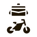 office transportation bicycle and case icon Vector Glyph Illustration