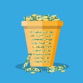 Office trash bin full of cash Royalty Free Stock Photo