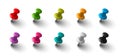 Office vector push pins set