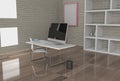 Office with virus prevention separations 3d rendering .3d illustration Royalty Free Stock Photo