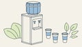 Office Water Cooler, Hydration Station, Workplace Refreshment, vector design Generative AI Royalty Free Stock Photo