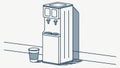 Office Water Cooler Vector, Workplace Amenity, Hydration, Break Area, vector design Generative AI Royalty Free Stock Photo