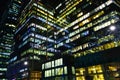 Office windows at night. Royalty Free Stock Photo
