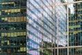 Office windows, reflections and shadows on glass exterior of business center building in Moscow city Royalty Free Stock Photo