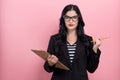 Office woman with a clipboard Royalty Free Stock Photo