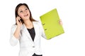 Office woman talking on mobile phone