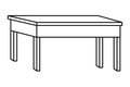 Office wooden desk furniture cartoon in black and white