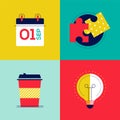 Office work - colorful flat design style elements