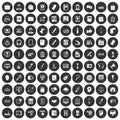 100 office work icons set black circle Royalty Free Stock Photo