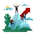 Office Work. People Climb to the Leadership Position. Achieve Success. Concept of Career Growth. Business Concept Vector Illustra Royalty Free Stock Photo