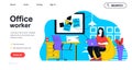 Office worker concept for landing page template. Vector illustration