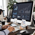 Office Worker Conducting Data Analysis On Business Performance With Comprehensive Charts And Graphs On A Modern Computer.