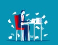 Office worker with documents are scattered. Business vector illustration