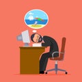 Office worker of a dream of a summer vacation. Royalty Free Stock Photo