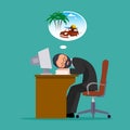 Office worker of a dream of a summer vacation. Royalty Free Stock Photo