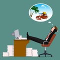 Office worker of a dream of a summer vacation. Royalty Free Stock Photo