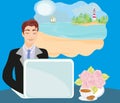 Office worker of a dream of a summer vacation. Royalty Free Stock Photo