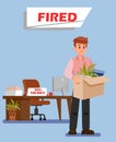 Office Worker Got Fired Flat Vector Illustration