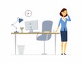 Office worker with a headache - cartoon people characters isolated illustration Royalty Free Stock Photo