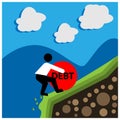 Office Worker holding the stone with message debt. The Vector Illustration is showing the concept of Financial.