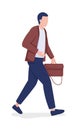 Office worker hurriedly walks away semi flat color vector character