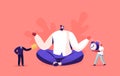 Office Worker Meditate at Workplace. Relaxed Businessman in Lotus Position Doing Yoga in Messy Office Ignoring Problems