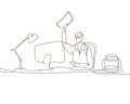 Office worker - one line design style illustration Royalty Free Stock Photo