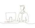 Office worker - one line design style illustration Royalty Free Stock Photo