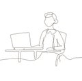 Office worker - one line design style illustration Royalty Free Stock Photo