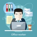 Office Worker Sitting in front of Computer Royalty Free Stock Photo