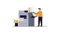 Office Worker Using Printer for Document Processing