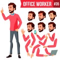 Office Worker Vector. Face Emotions, Various Gestures. Animation Creation Set. Corporate Businessman Male. Isolated Royalty Free Stock Photo