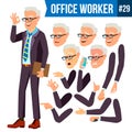 Office Worker Vector. Face Emotions, Various Gestures. Animation Creation Set. Adult Entrepreneur Business Man. Isolated