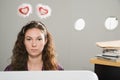 Office worker wearing deely bopper Royalty Free Stock Photo