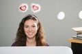 Office worker wearing deely bopper Royalty Free Stock Photo