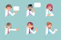 Office workers cartoon support help business consultation advice looking out corner characters set solution flat design