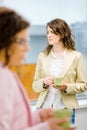 Office workers drink coffee Royalty Free Stock Photo