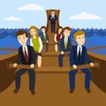 Office workers in the galley vector illustration