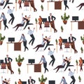 Office workers going crazy on coffee break seamless pattern Royalty Free Stock Photo