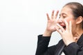 Office workers have accumulated stress. She screamed loudly Royalty Free Stock Photo