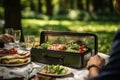 Office workers have lunch in the park