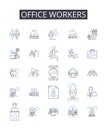 Office workers line icons collection. Desk jockeys, Cubicle dwellers, White-collar employees, Business professionals