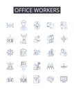 Office workers line icons collection. Desk jockeys, Cubicle dwellers, White-collar employees, Business professionals