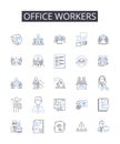 Office workers line icons collection. Desk jockeys, Cubicle dwellers, White-collar employees, Business professionals