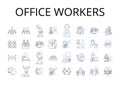 Office workers line icons collection. Desk jockeys, Cubicle dwellers, White-collar employees, Business professionals