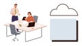 Collaborative Office Work with Cloud Storage for Digital File Sharing and Management Royalty Free Stock Photo