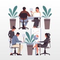 Office workers sitting at desks illustration Royalty Free Stock Photo