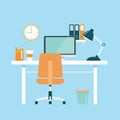 Office workplace flat design Royalty Free Stock Photo
