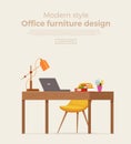 Office workplace interior cartoon design.